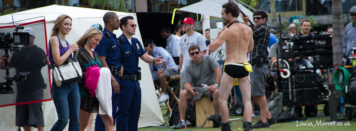 Let's Be Cops filming at LA Santa Monica